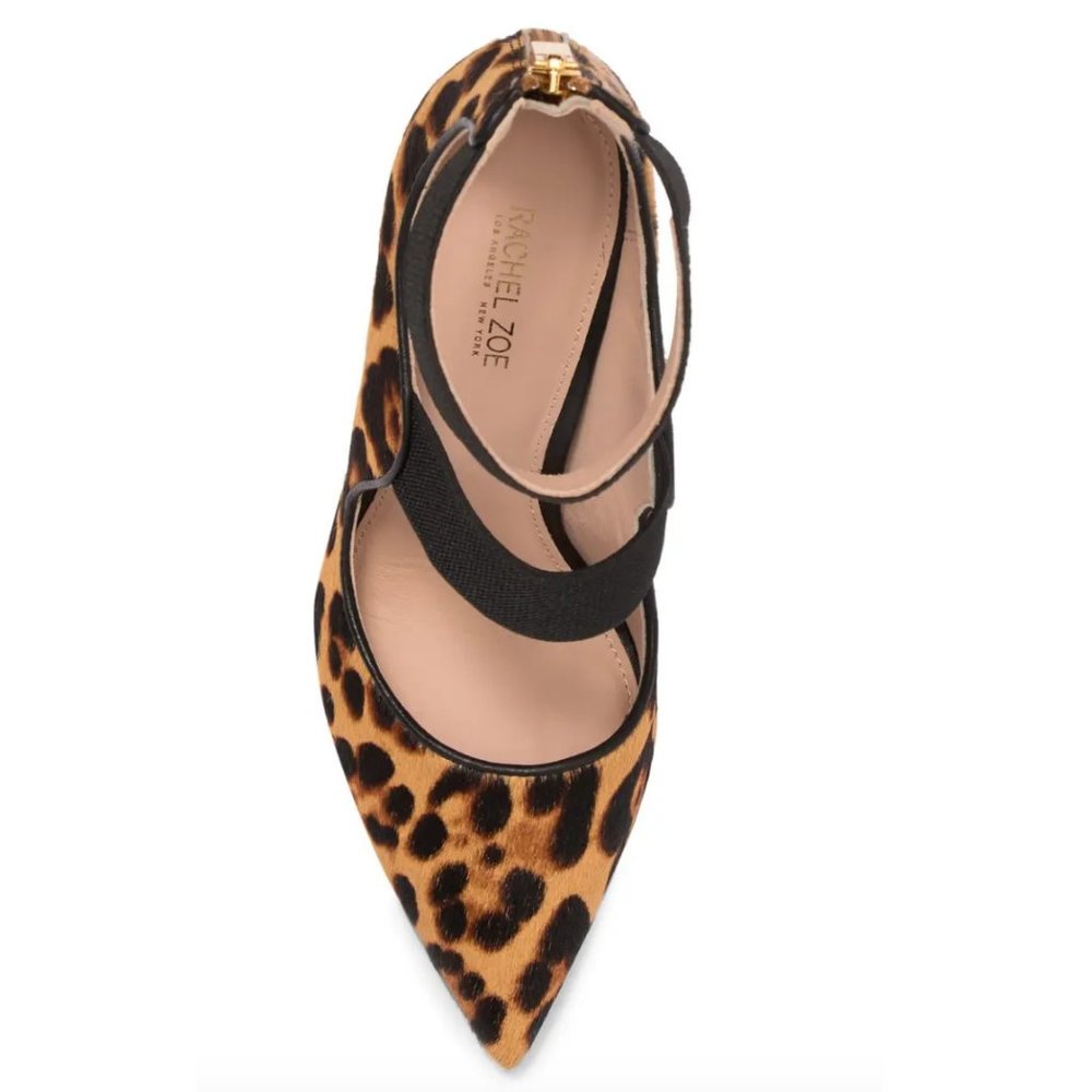 Rachel Zoe Leopard Calf Hair Fur Pointed Toe Pump - Picture 6 of 9